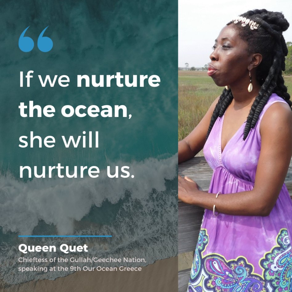 “We’ve gathered here to speak the language of water. If we nurture the ocean, she will nurture us.” Queen Quet, Chieftess of the @GullahGeechee, inspired attendees of the 9th @OurOceanGreece film festival to connect with our shared purpose to protect the ocean.