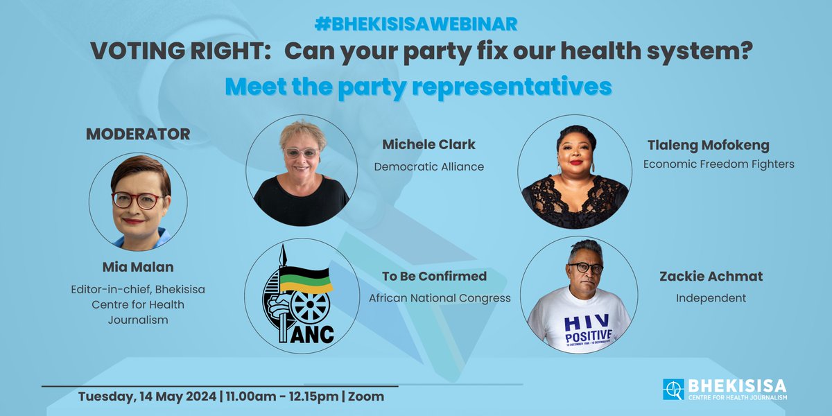 What is your party planning to do to fix healthcare in #SA? Watch this space and #savethedate: 14 May, 11am SAST. We’ll have @EFFSouthAfrica, @Our_DA and independent @Zackie2024 on our panel. (@MYANC to be confirmed.) #SAElections24