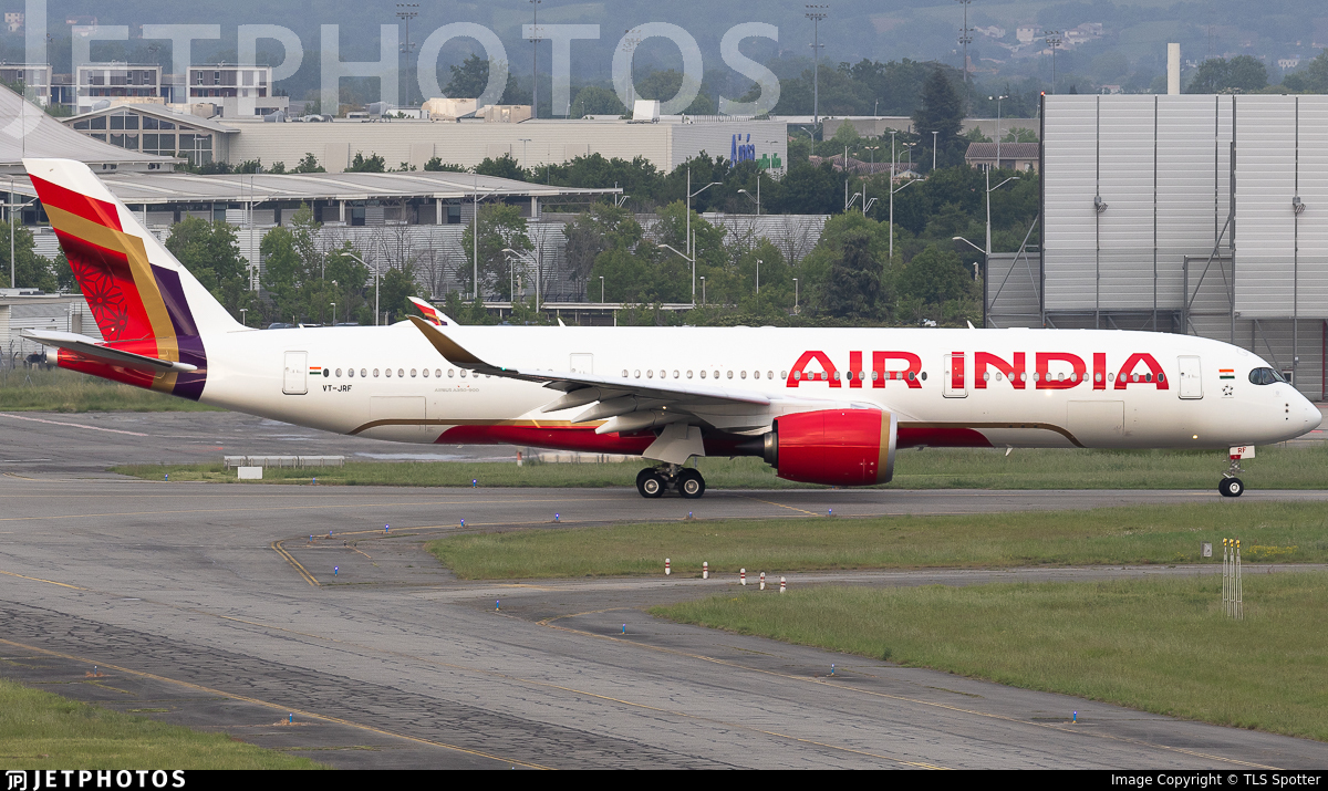 Air India’s fifth A350 departing Toulouse on delivery. jetphotos.com/photo/11316798 © TLS Spotter