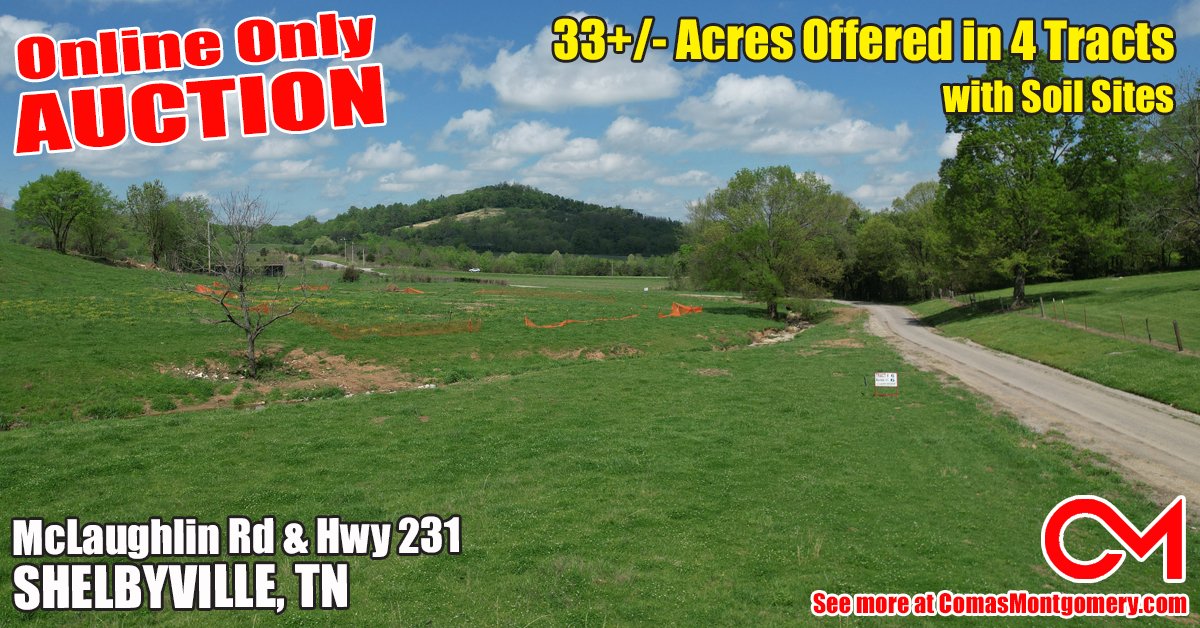 #Online #AUCTION ends #May16th 33+/- Acres #ForSale Offered in 4 Tracts in #Shelbyville #Tennessee CLICK HERE TO LEARN MORE: tinyurl.com/3e2vesxy