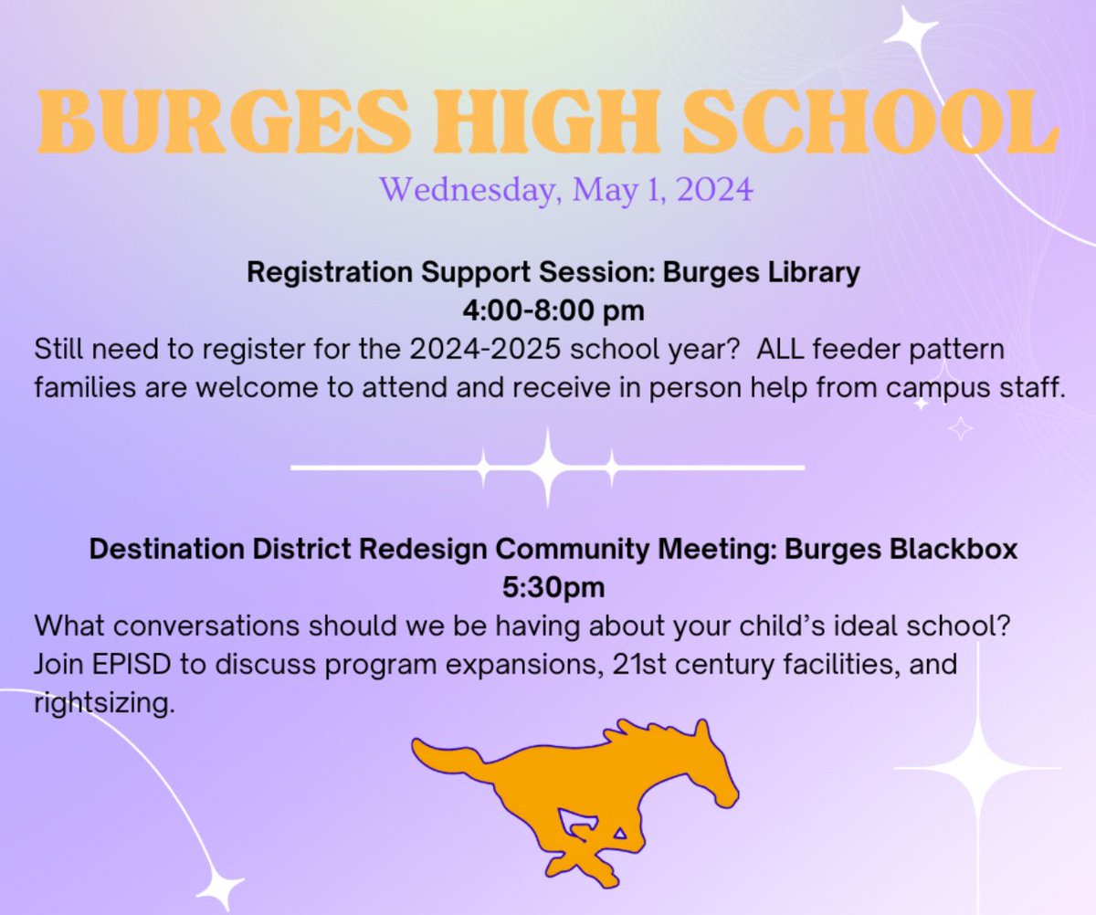 Please join us for these very important events tomorrow on campus. Times are scheduled so families can attend both We look forward to connecting with our community! @jason_yturralde @ELPASO_ISD @KimberlyMagda13