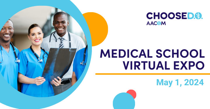 Calling candidates interested in applying to medical school! Register for the 5/1 AACOM Choose DO virtual expo to meet with Colleges of Osteopathic Medicine nationwide to learn about becoming a physician. bit.ly/4ad9RdK #AACOM #osteopathicmedicine #careereco #medschool