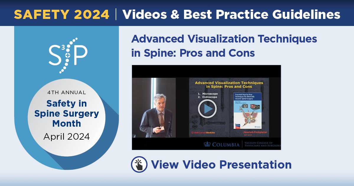 Safety Month 2024 | Take a look at the final Safety Month 2024 video, from Roger Härtl, MD, 'Advanced Visualization Techniques in Spine: Pros and Cons': vimeo.com/932250781 Dr. Härtl also joins us at Safety in Spine Surgery Summit, May 31: Register: safetyinspinesurgery.com/meeting/the-9t…