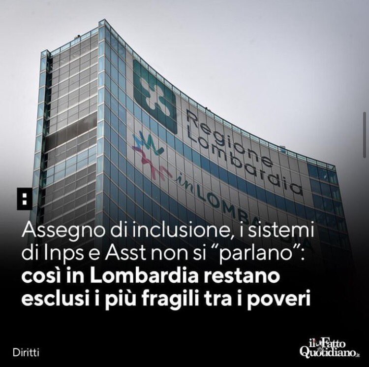 Inps e servizi sociosanitari non si parlano per il rilascio delle attestazioni di svantaggio e a farne le spese sono disabili,malati mentali,vittime di violenza e di tratta,senzatetto,affetti da dipendenze,tutti tagliati fuori dall’#Adi #Lombardia #Calderone