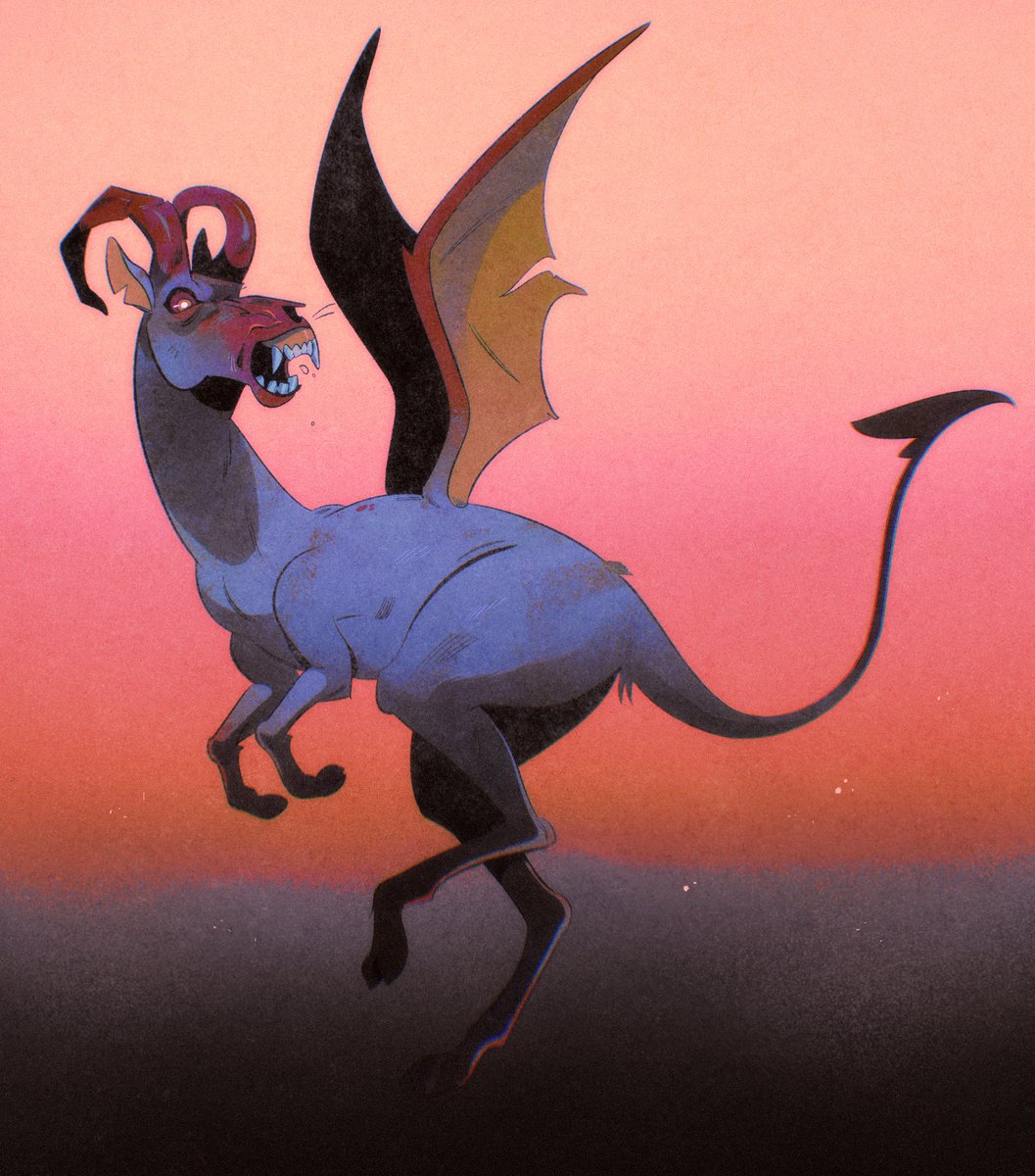 I like depictions of Jersey Devil where it’s kind of a goat theropod with wings.