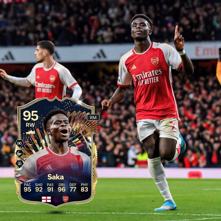 THREAD: All of Arsenal’s FC24 Team Of The Season Cards. ⭐️ 1. Bukayo Saka 🏴󠁧󠁢󠁥󠁮󠁧󠁿