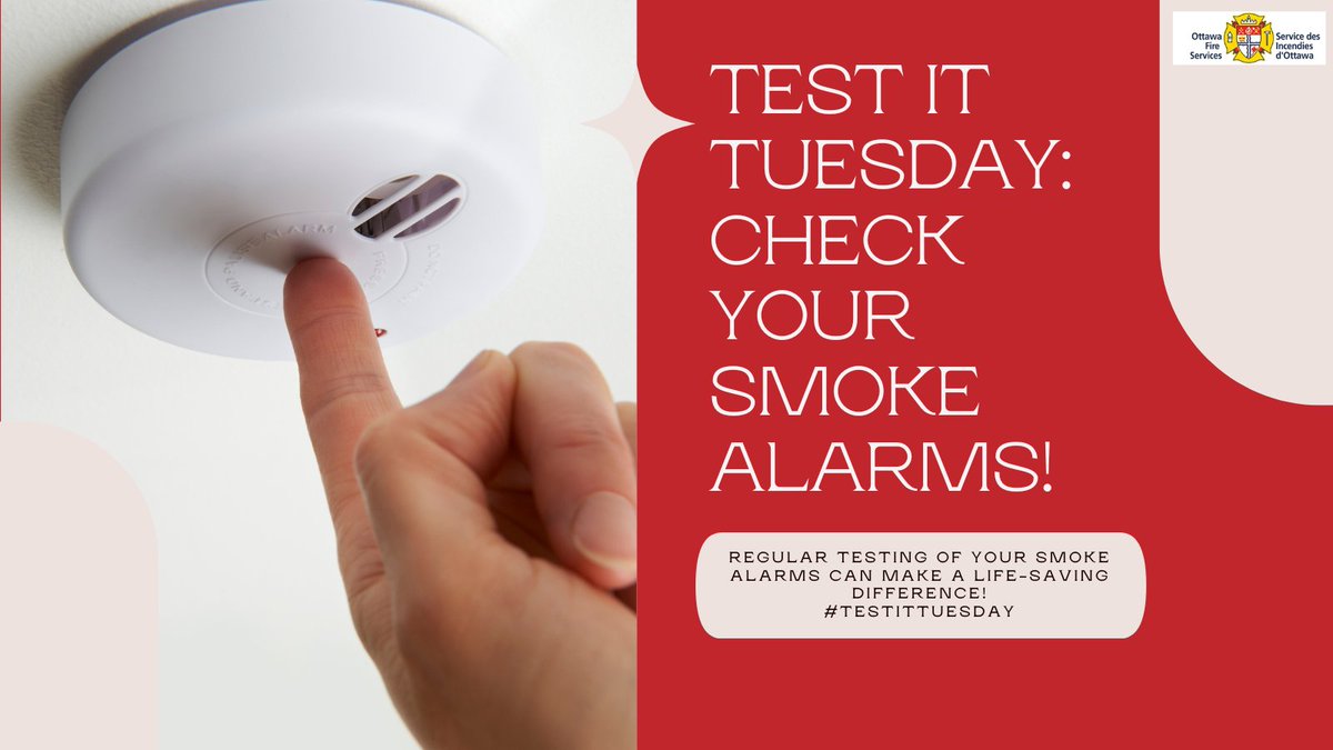 🚨 It’s #TestItTuesday, #Ottawa ! 🔥 Don’t wait until it’s too late. Take a moment to test/check your smoke alarms today. A simple beep could save lives. #OttawaSafety #SmokeAlarmReminder 🚒🔔