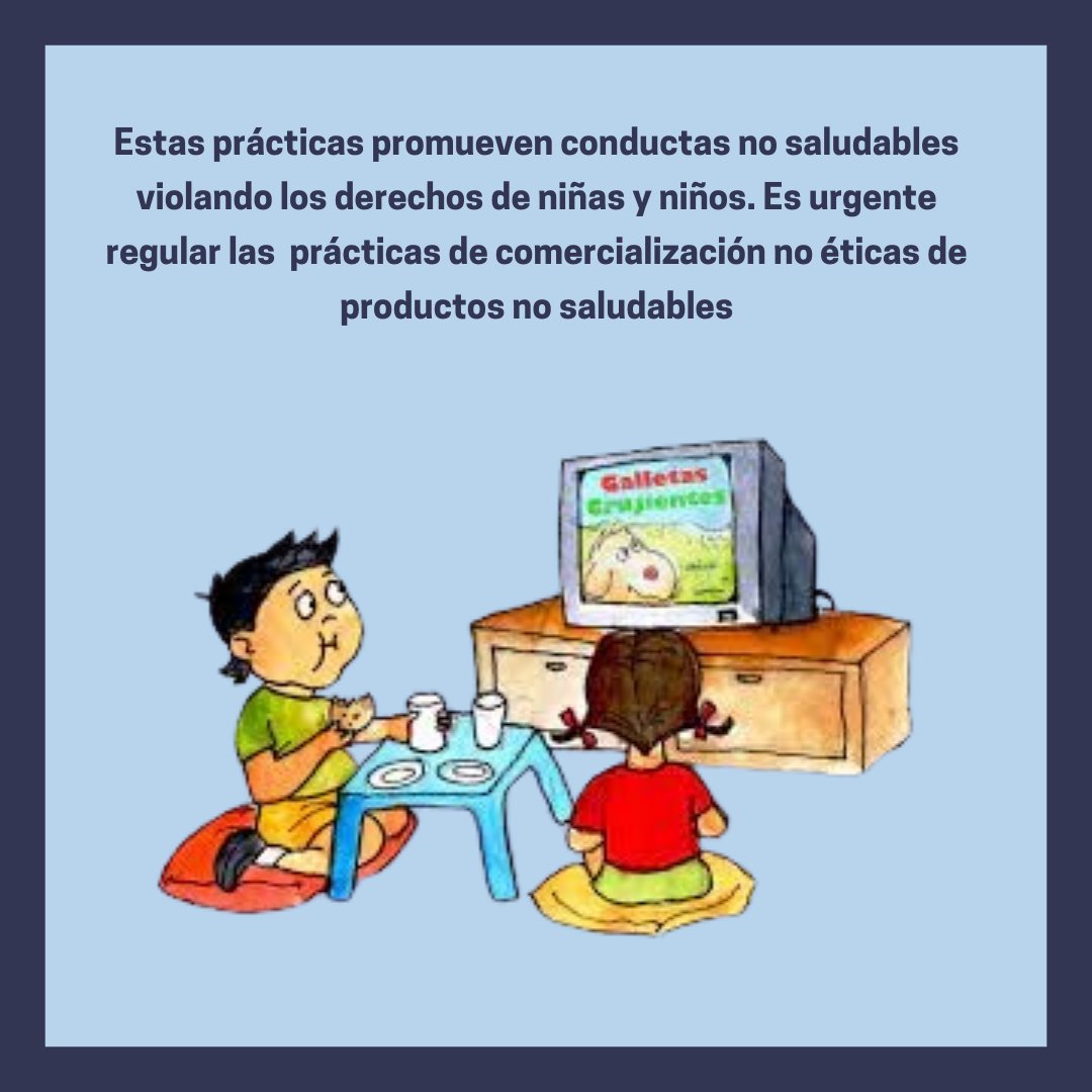 Hoy #DiaDeLaNiñaYElNiño reflexionemos sobre las prácticas no éticas que las industrias de comida chatarra y bebidas azucaradas emplean para promocionar sus productos a niñas y niños. Es urgente regular éstas prácticas de acuerdo con recomendaciones internacionales.