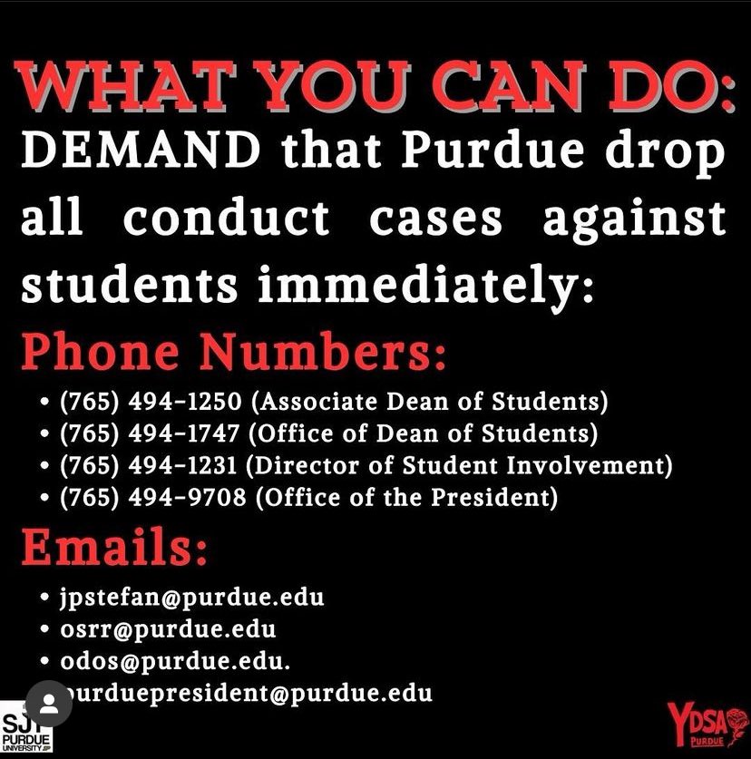 day 6! @LifeAtPurdue just opened code of conduct cases against students protestors!! i think it’s funny that admin will send cops to protect transphobic speakers and then turn around to intimidate students exercising their right to free speech