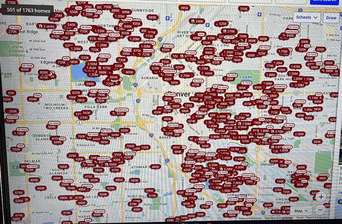 Different state, same result. This is Denver Colorado, courtesy of my lazy “take a photo of my desk monitor” cam. There is a sudden, significant inventory build of homes in major cities. A housing correction is underway. This one has nothing to do with coastal waters or