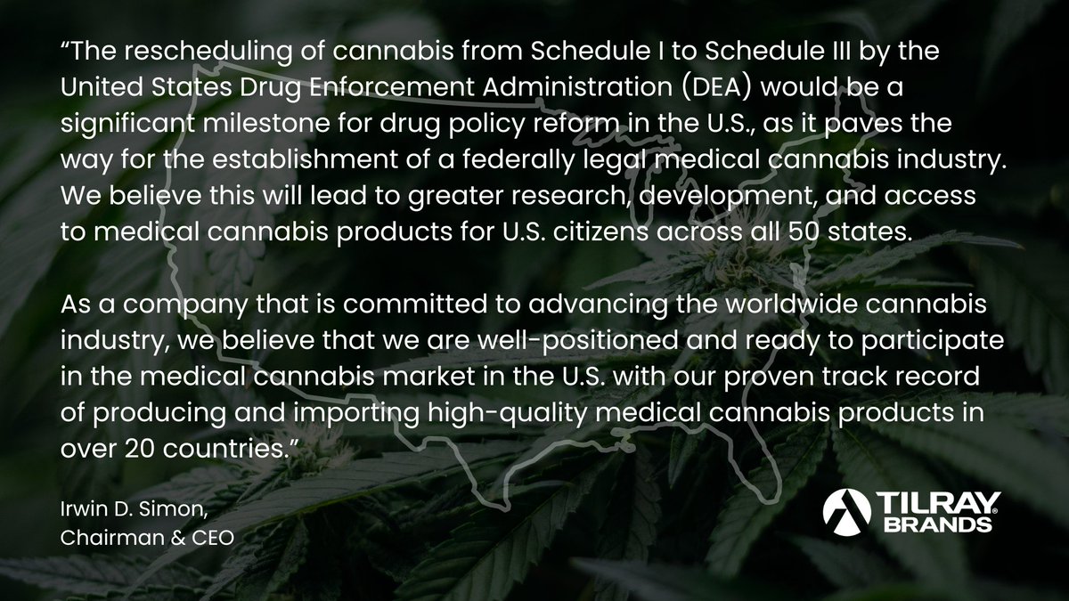 The rescheduling of cannabis from Schedule I to Schedule III by the United States Drug Enforcement Administration (DEA) would be a significant milestone for drug policy reform in the U.S., as it paves the way for the establishment of a federally legal medical cannabis industry.…