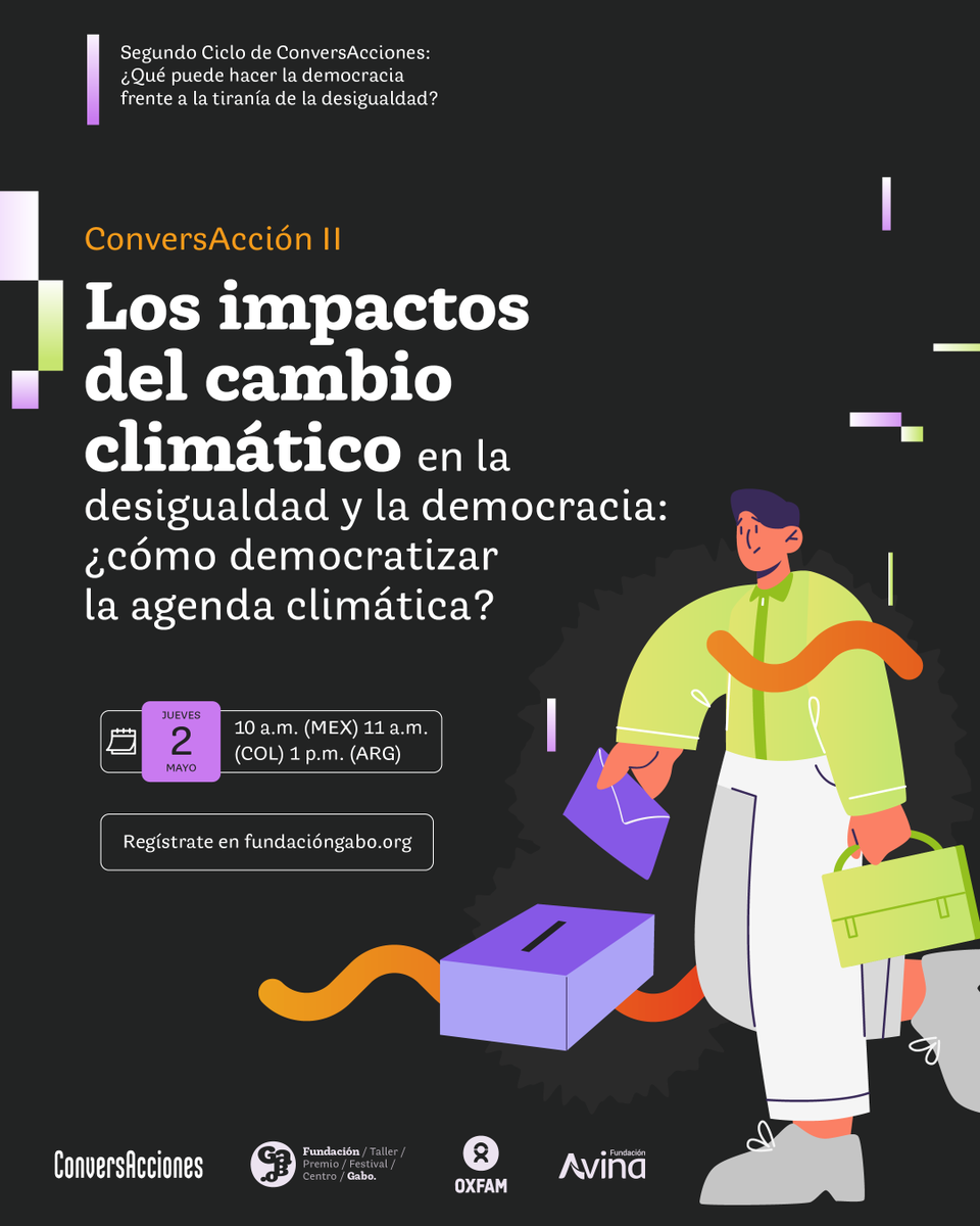 ¡Participa de las ConversAcciones 2024! 👩🏽‍💻 Gobernanza y cambio climático es el tema de nuestro segundo encuentro, que preparamos con @FundacionAVINA y @oxfam_es ¡Te invitamos a ser parte de este encuentro! ✨ Regístrate aquí👉🏽 bit.ly/3xqR0gI