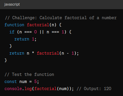 IsaiahCodes's tweet image. LESSON 4: Calculate Factorial.
Factorial calculation involves multiplying all positive integers less than or equal to a given number.
Factorials also find applications in algorithms for solving problems like permutations, combinations, and binomial coefficients.