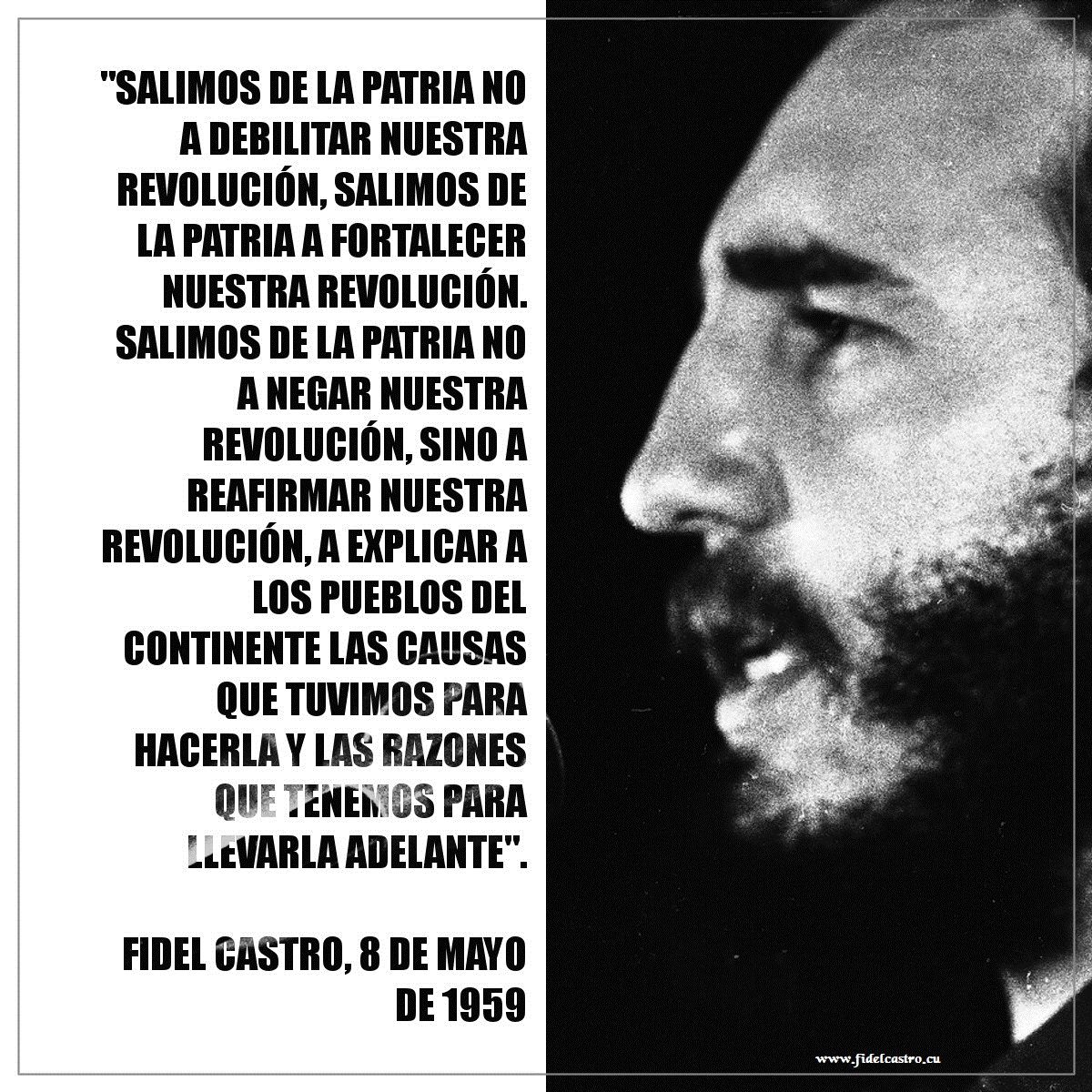 🎙️#Fidelcastro: “Salimos de la patria no a debilitar nuestra Revolución, salimos de la patria a fortalecer nuestra Revolución. Salimos de la patria no a negar nuestra Revolución, sino a reafirmar nuestra Revolución”. 👉bit.ly/2KFOiqS