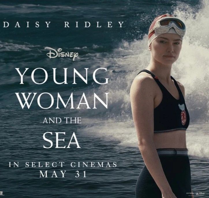 New Queen Daisy Ridley Young Woman & The Sea promo poster 🌊🌊🌊#DaisyRidley #Youngwomanandthesea