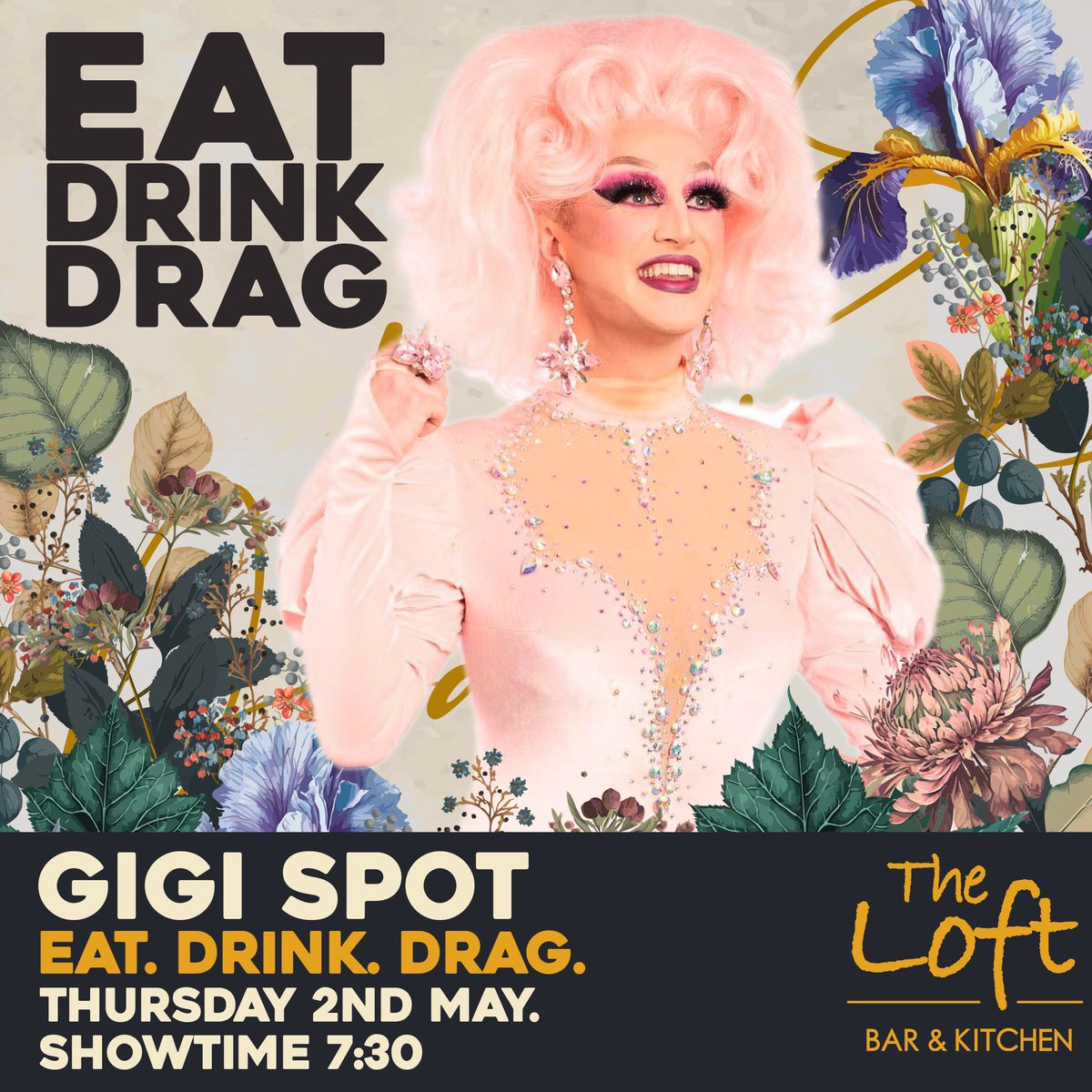 THIS IS A BEAUTY SPOT ♥️ We thought we’d bring a touch of elegance and beauty to Thursday Club this week here at @TheLoftBrum So join us for Eat, Drink, Drag from 7.30pm with the fabulous Gigi Spot! 🍸TWO COCKTAILS FOR £12 🍕PIZZA AND A PINT £10