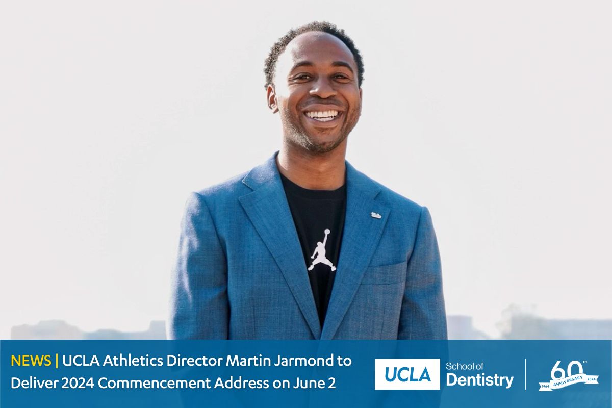 School of Dentistry Class of 2️⃣0️⃣2️⃣4️⃣, meet your commencement speaker: @MartinJarmond, M.B.A., M.A., the Alice and Nahum Lainer Family Director of @UCLAAthletics! 💙🎓 🐻💛 Learn more at 🔗 bit.ly/sod-jarmond