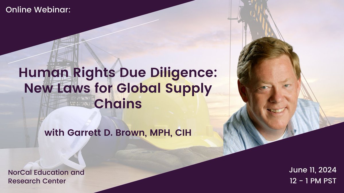 Meet Garrett Brown, MPH, CIH, prior Special Assistant to the Chief of Cal/OSHA ! He has written on effective methods to protect global #SupplyChainWorkers, which he will discuss in his presentation on 6/11. coeh.berkeley.edu/24ihw0611 #IndustrialHygiene #OccupationalHealth #OEHS