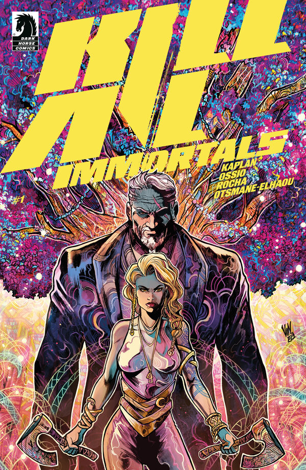 Get ready for a bloodthirsty immortal fight like no other by @zackkaps, @FicoOssio,Thiago Rocha and Hassan Otsmane-Elhaou. Variant by @vinartwork Don't miss Kill All Immortals, launching on July 10. Details: bit.ly/4dnOaJR