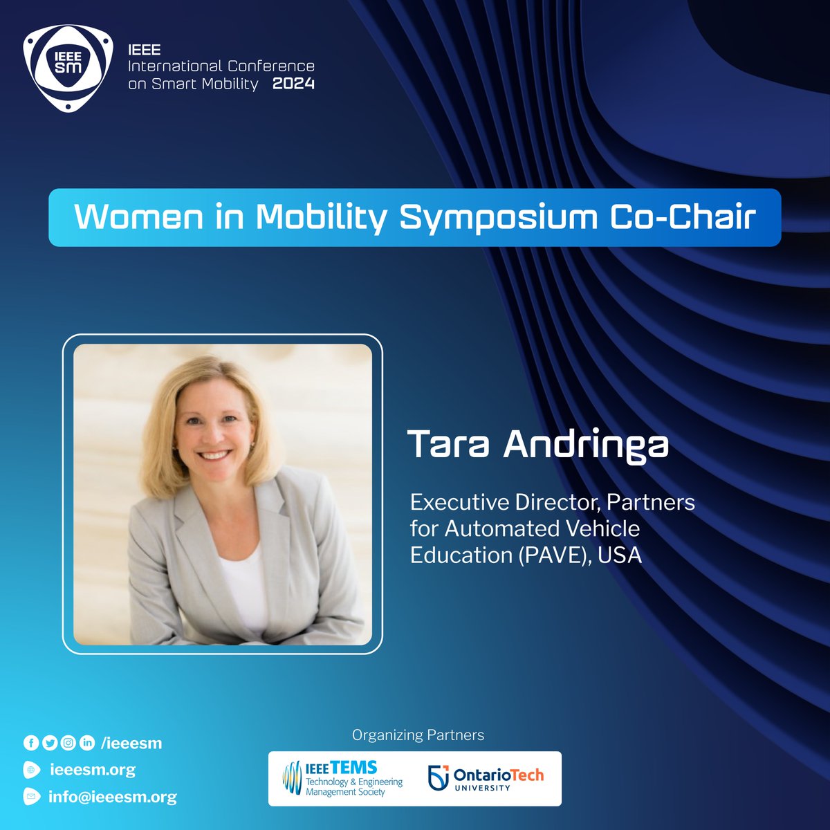 Introducing to you Allison Cooperman, Director at General Motors Canadian Technical Center, and Tara Andringa, Executive Director of PAVE, as the Co-Chairs for the Women In Mobility Symposium at the 2024 IEEE SM! Be part of the conversation! ieeesm.org/women-in-mobil…