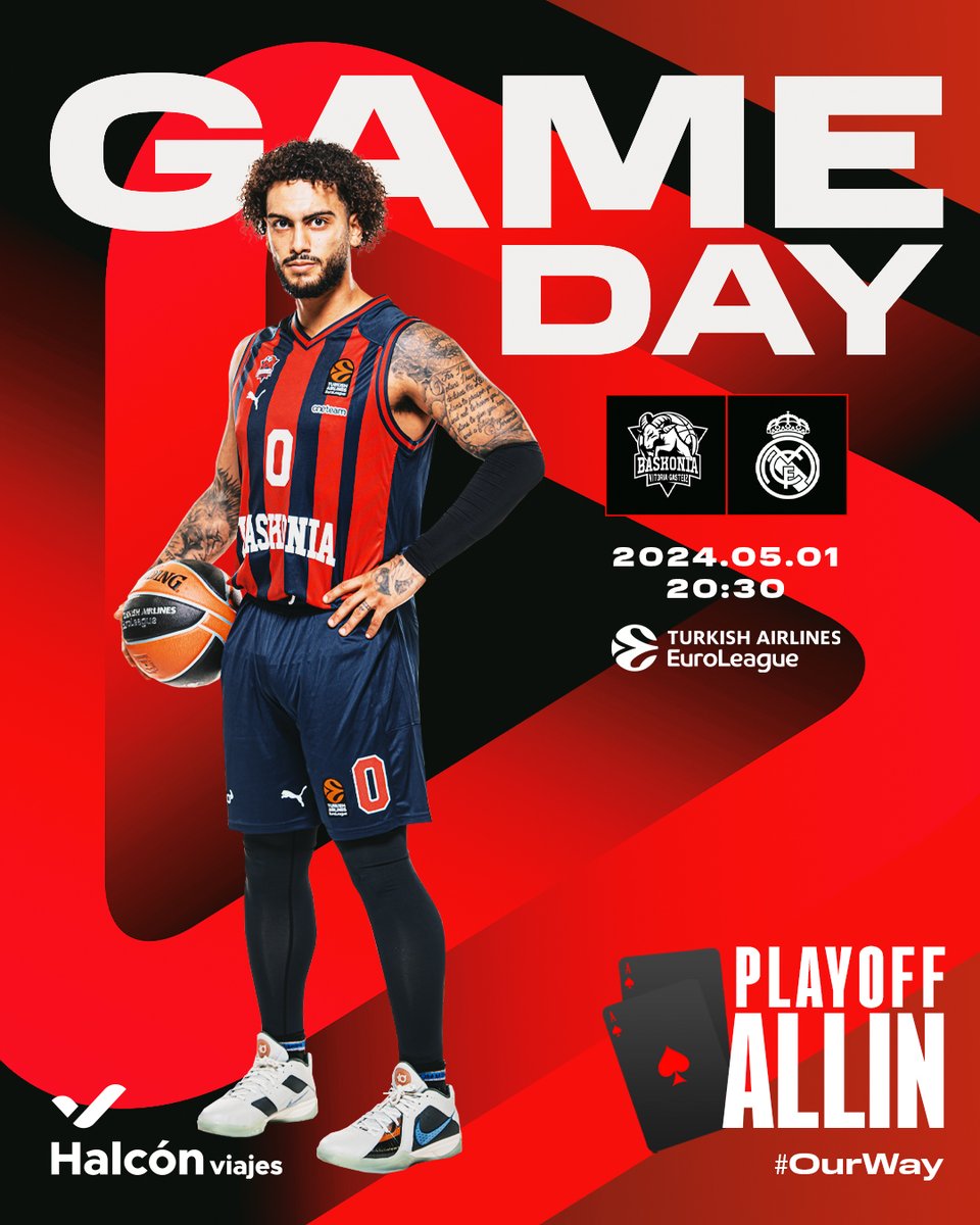 🔥 GAUR da EGUNA! 🔥 #GameDay 🏀 @EuroLeague-ko playoff-etako 3. neurketa ⚔️ @RMBaloncesto ⌚️ 20:30 📍 Buesa Arena 🎟️ t.ly/OlpVV #OurWay #GoazenBaskonia