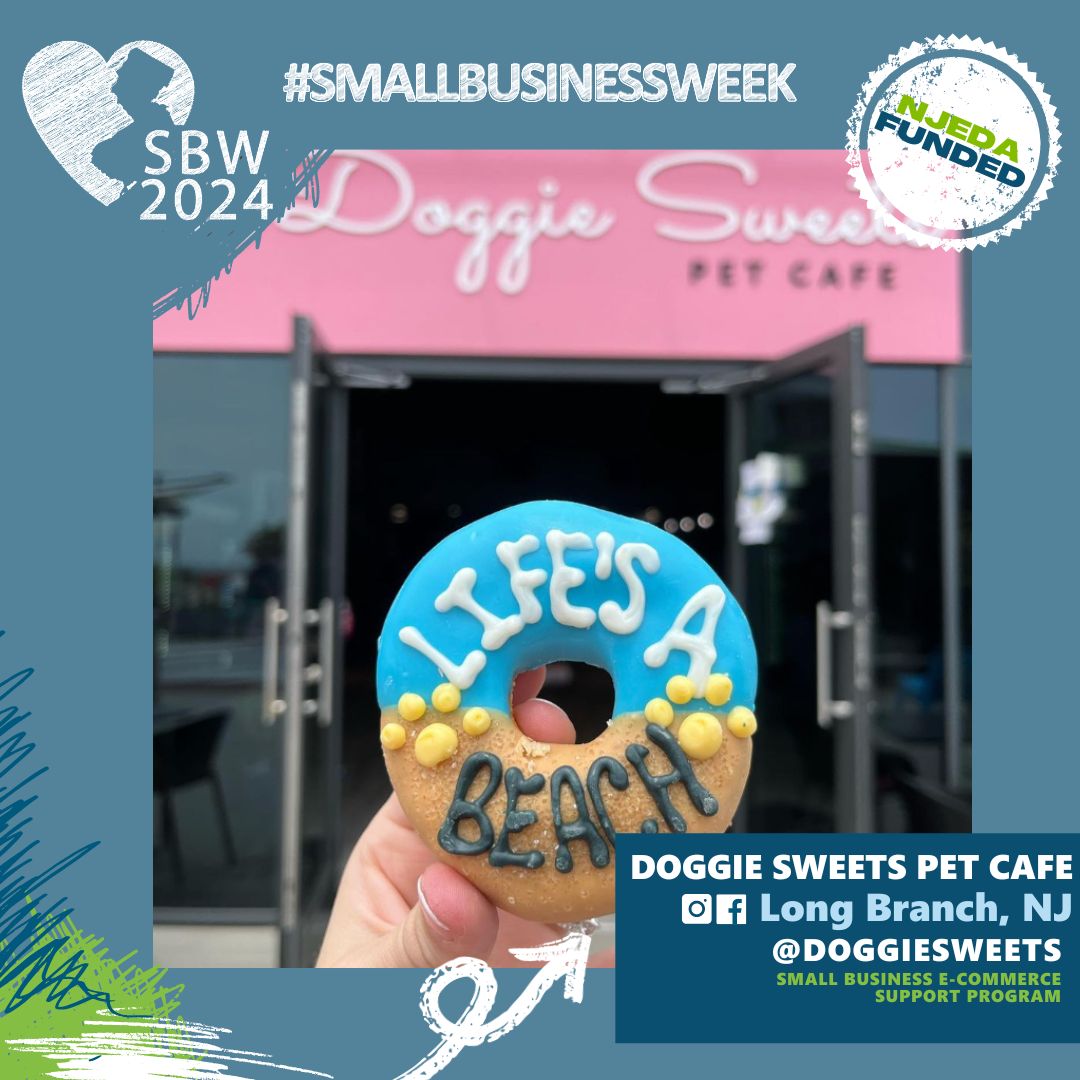 Doggie Sweets Pet Cafe in Long Branch’s Pier Village is a two-time NJEDA grant recipient. They received a Small Business Improvement Grant and a Small Business Lease Grant! Visit Doggie Sweets Pet Cafe to shop dog treats and toys for your pets! #SBW2024