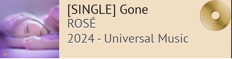 📀| #ROSÉ’nin “GONE” şarkısı Brezilya’da 20,000’den fazla satışa ulaşarak ALTIN sertifika almaya hak kazandı!

@BLACKPINK