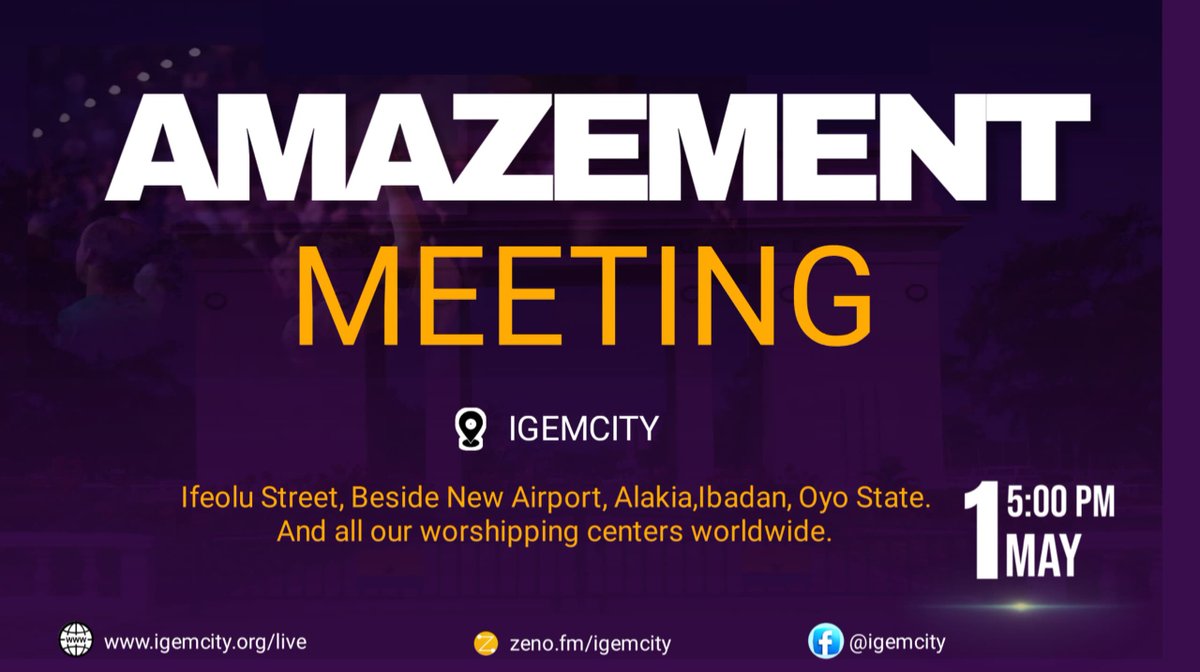 Join us tomorrow 
 #igem #newmonth #amazementmeeting #healing #deliverance #miracle #jesus #salvation.