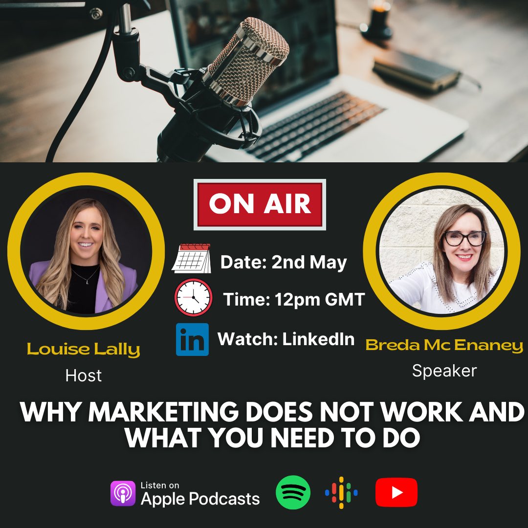 Want to know why marketing is NOT working for your Business? We are going live on <a href="/LinkedIn/">LinkedIn</a> this Thursday if you can’t catch the live then listen back on my podcast channel by searching Louise Lally on wherever you listen to your podcasts.