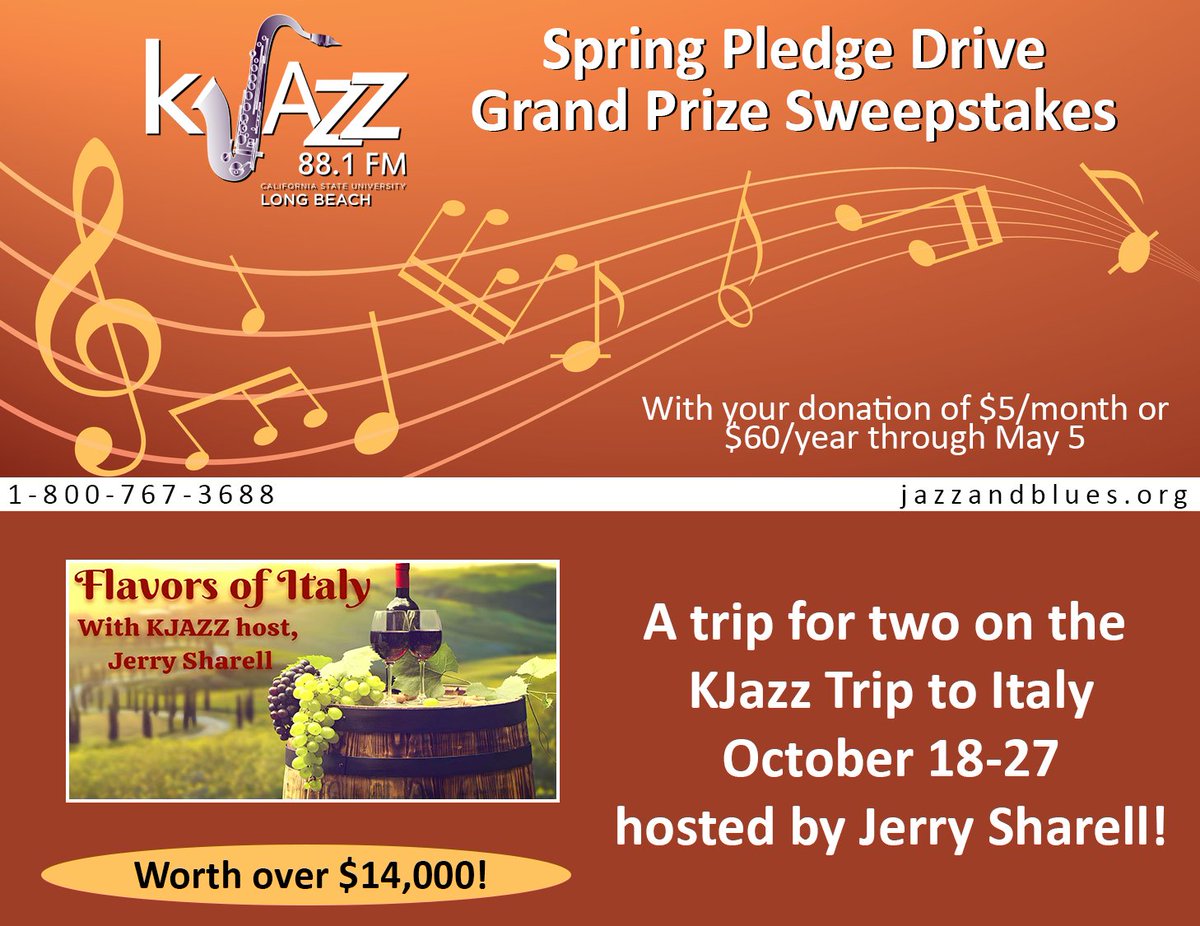 Get your donation in today when you call 800-767-3688 or visit jazzandblues.org.