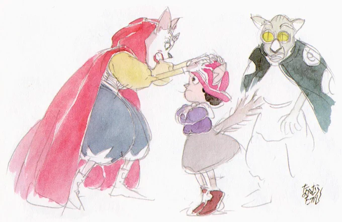 Concept art by Takashi Nakamura for Catnapped! (1995), dir. Takashi Nakamura, Triangle Staff