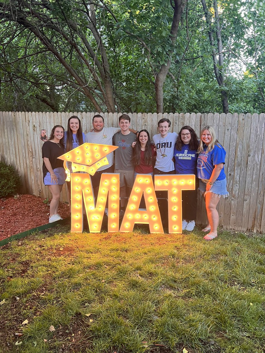 Look at those smiles! We had a great night celebrating graduation for the MAT2s. Huge thank you to the Jameison family for their hospitality! The countdown is on! 🥳🤩🎓 #tumat #utulsa