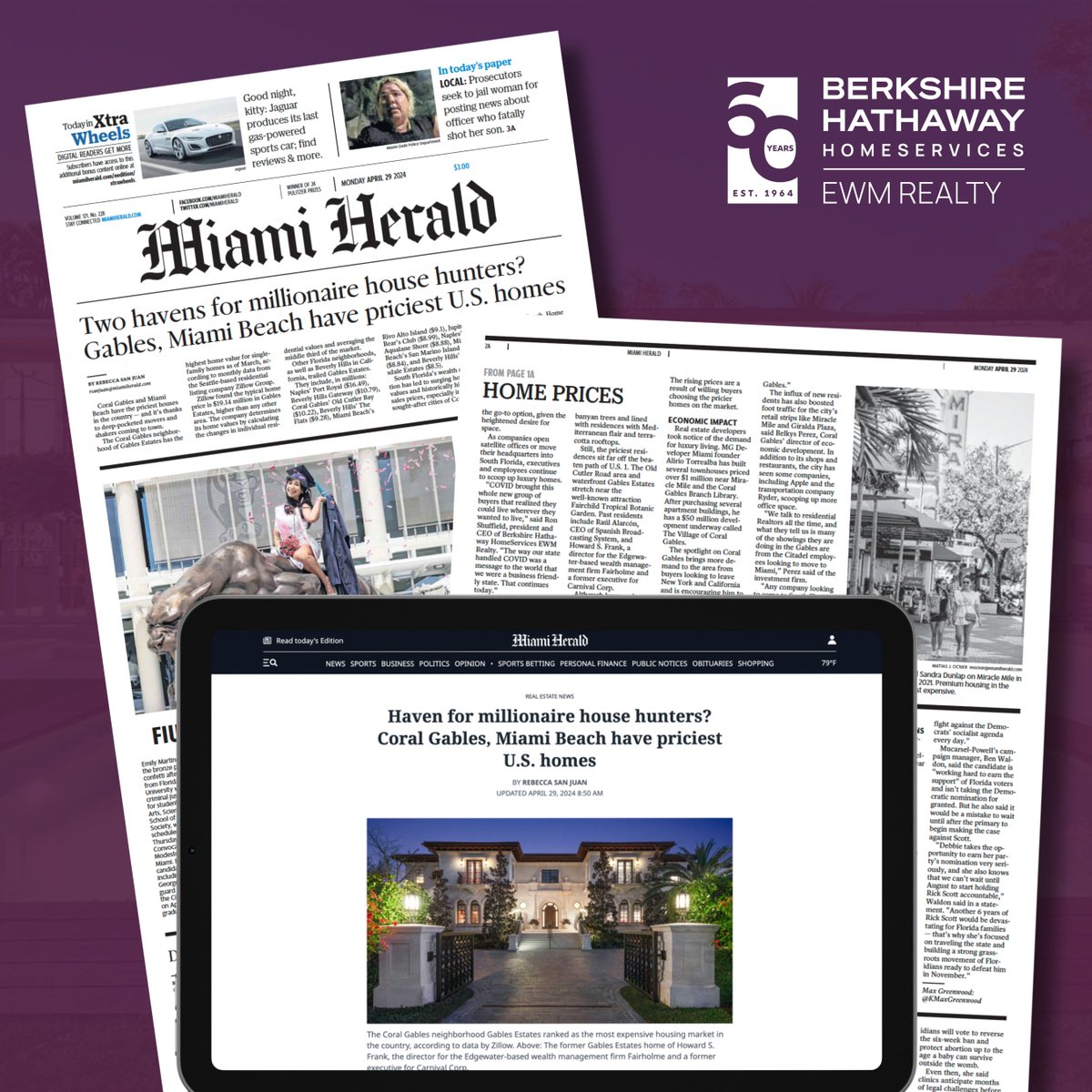 🌟 Explore why #CoralGables & #MiamiBeach have some of the priciest U.S. homes! 🏡 📰 @RonShuffield, CEO of @BHHSEWMRealty, discusses the influx of affluent buyers to #SouthFlorida.

Read more: 🔗 Link: bit.ly/44kgQPX