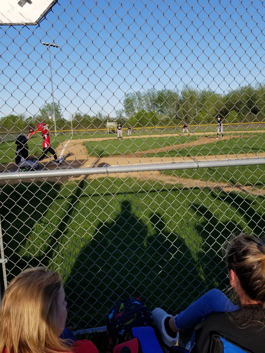 South Elgin 'Majors' baseball game tonight. Anthony crushed this foul ball. ⚾️ 'Majors' are mostly 9 year old boys. An umpire and real baseball rules for the most part.