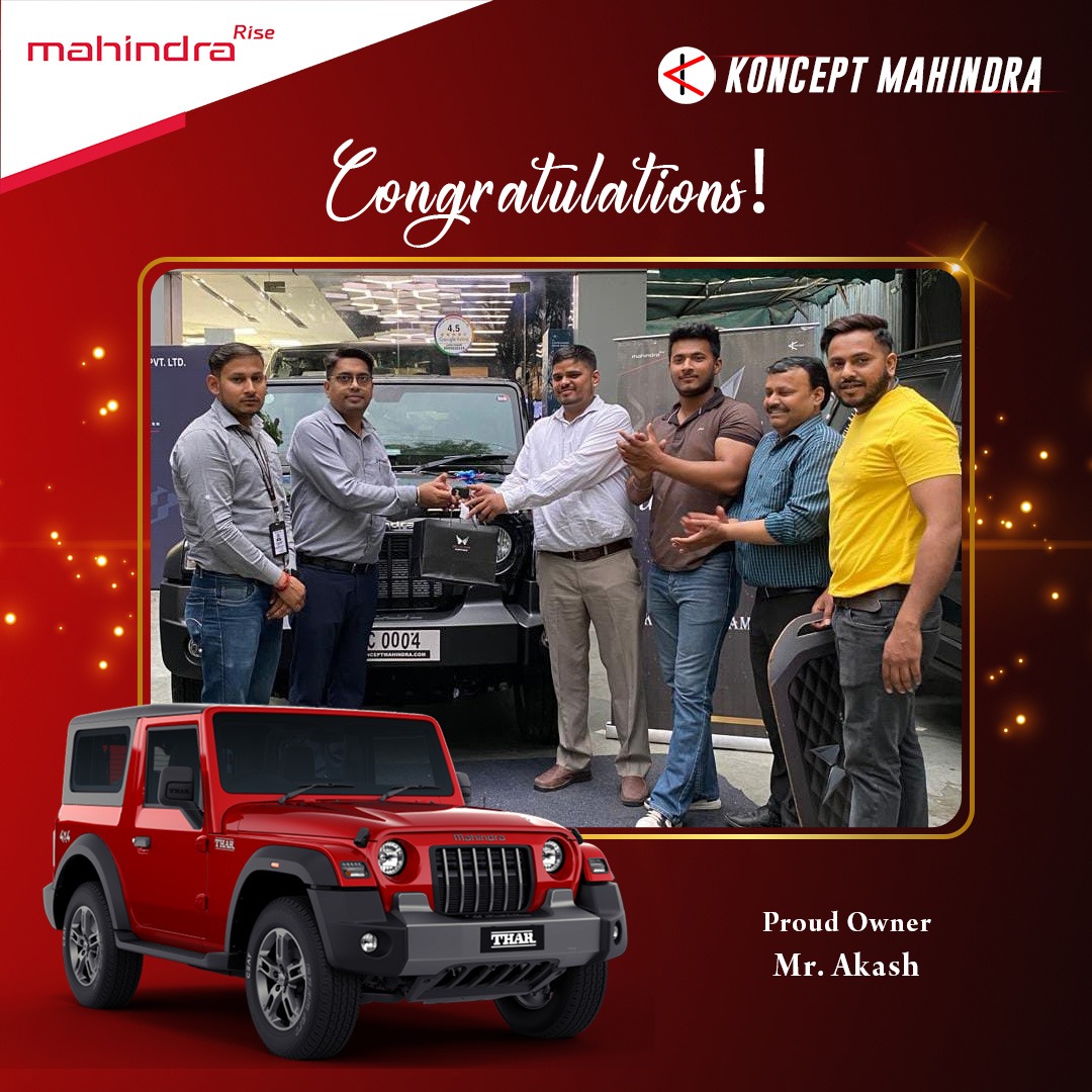 🎉 #KonceptAutomobiles extends a warm welcome to Mr. AKASH & family as they join the Mahindra family with their brand new #MahindraThar🚘! Your trust in us is our driving force. 

#KonceptMahindraFamily #MahindraLover #BookNow #MahindraIndia #CarOwner #MahindraRise #MahindraCar