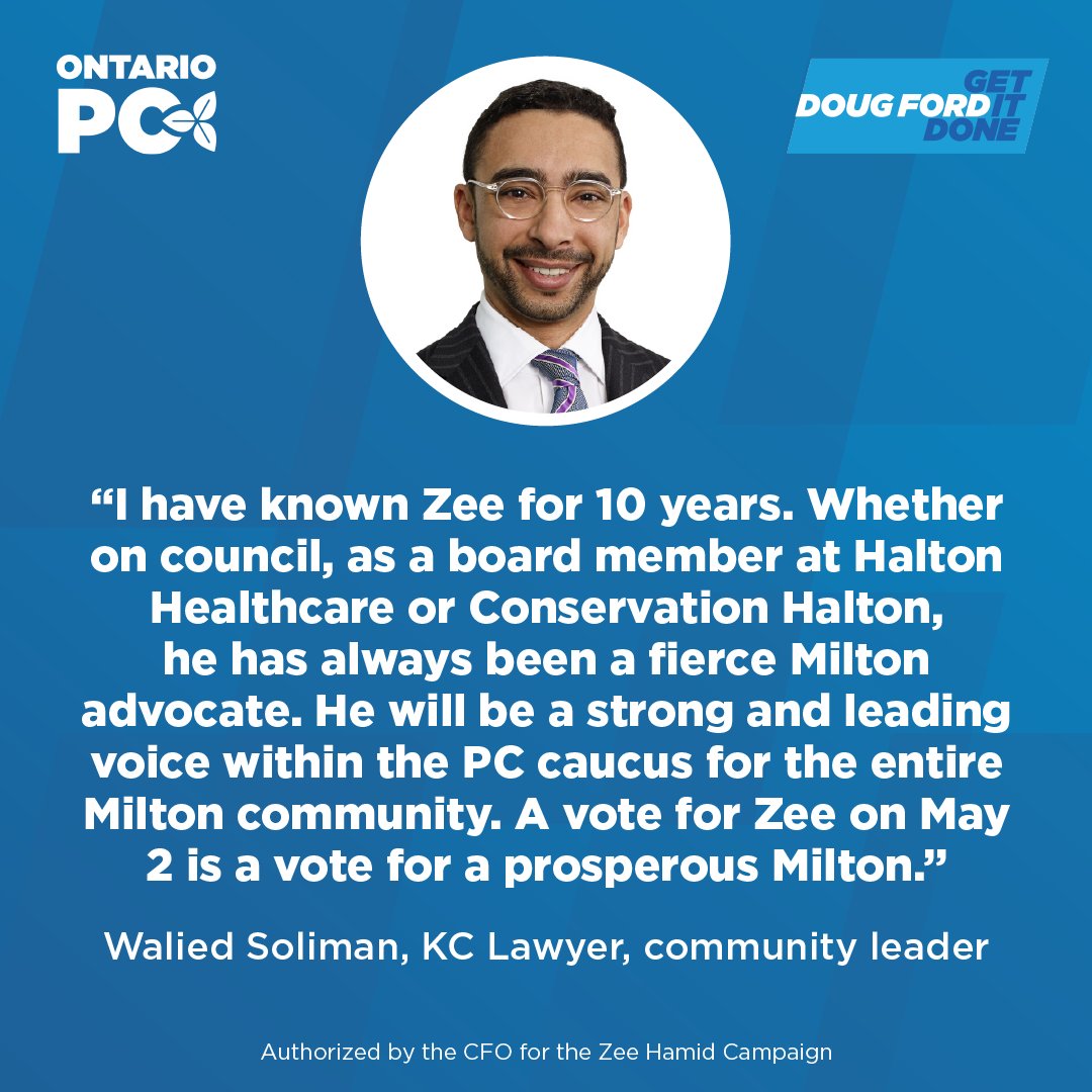 Walied is a leader in Ontario. Grateful to have his support. #VoteZee