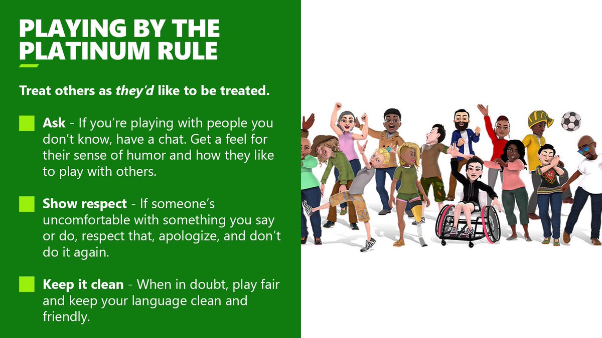 XboxSupport's tweet image. Gaming sessions can sometimes get tense, but always remember to play by the Platinum Rule. 

Learn more: msft.it/6010YOgRM