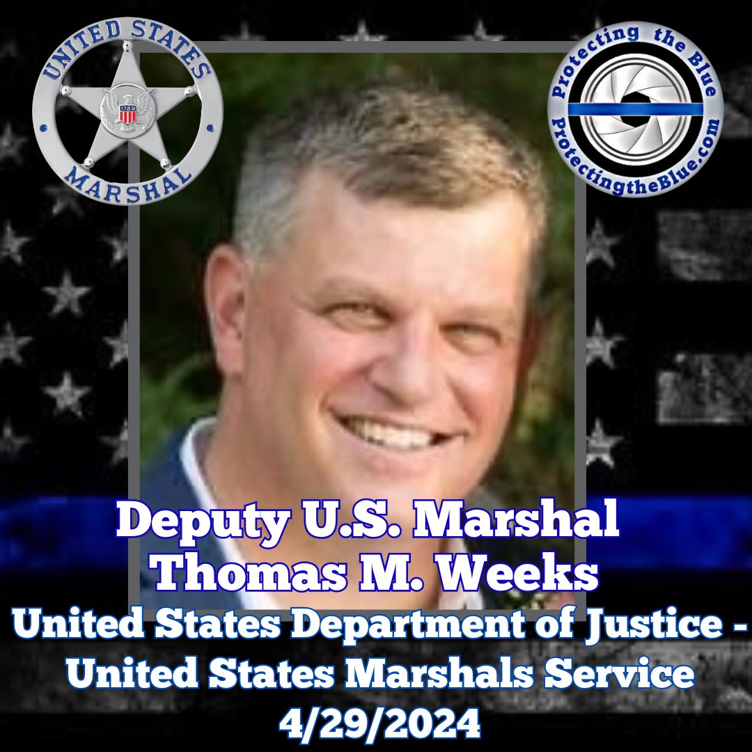 1/3 RIP. Deputy U.S. Marshal Thomas Weeks was murdered when he was ambushed while assisting members of the U.S. Marshals Carolinas Regional Fugitive Task Force serve a felony warrant for possession of a firearm by a convicted felon.