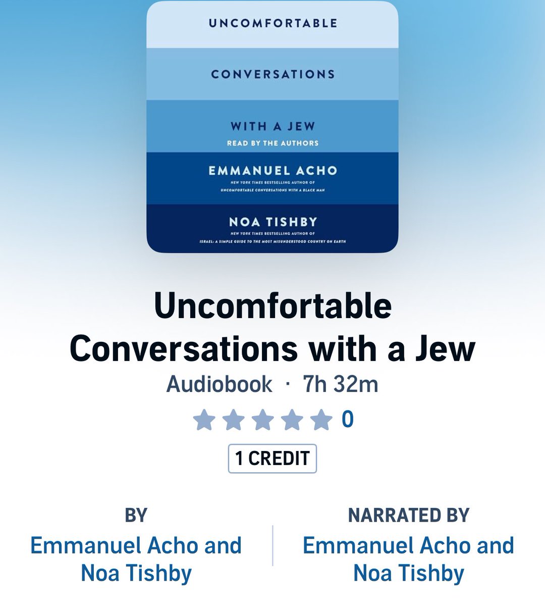 Couldn’t be prouder to have contributed to @noatishby and @emmanuelacho’s Uncomfortable Conversations with Jew audiobook. I literally say one line by the incredible @sharonbrous, but for @noatishby, I’d be happy with just one word! Thank you @SimonAudio for including me!