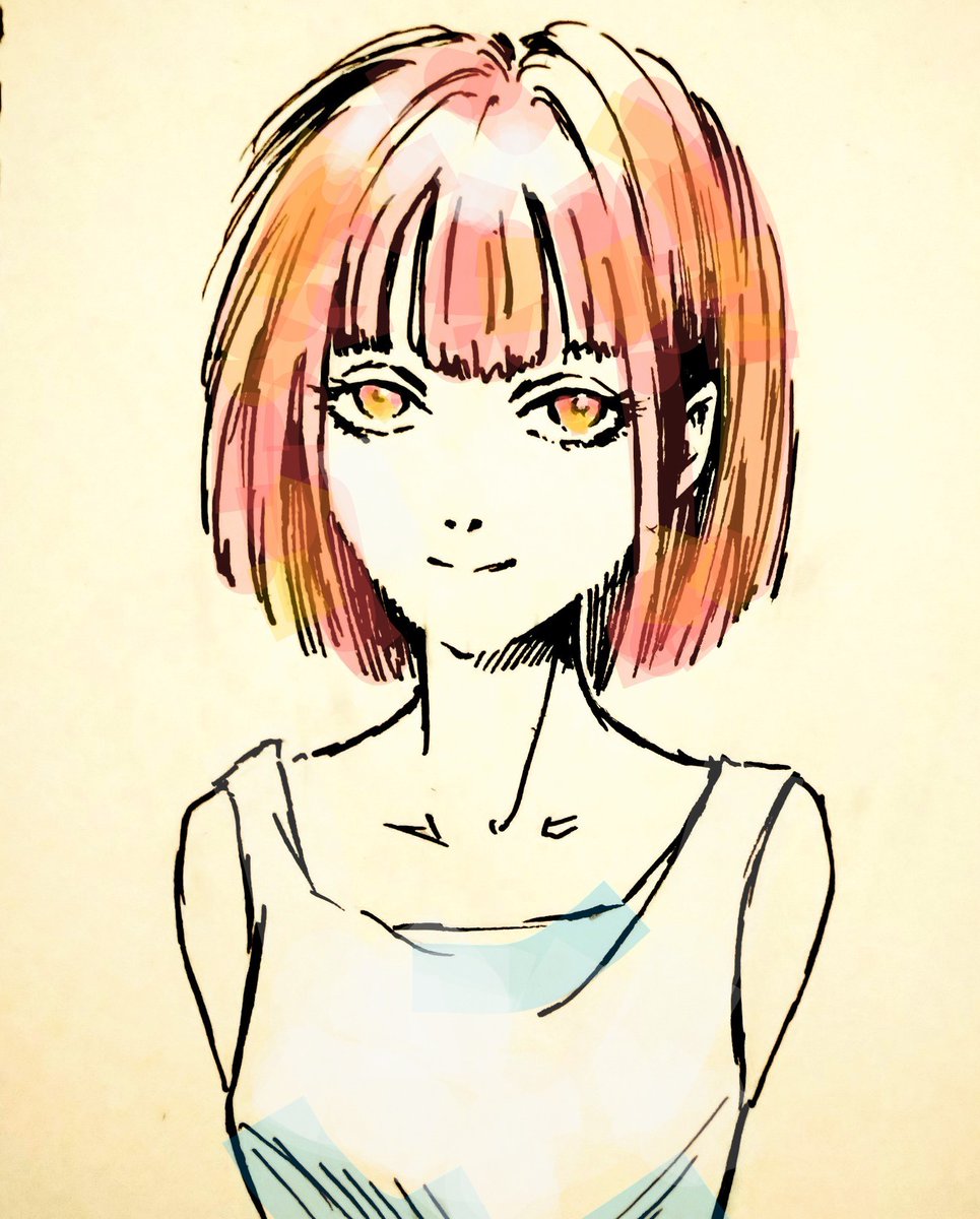 1girl solo looking at viewer smile short hair simple background closed mouth  illustration images