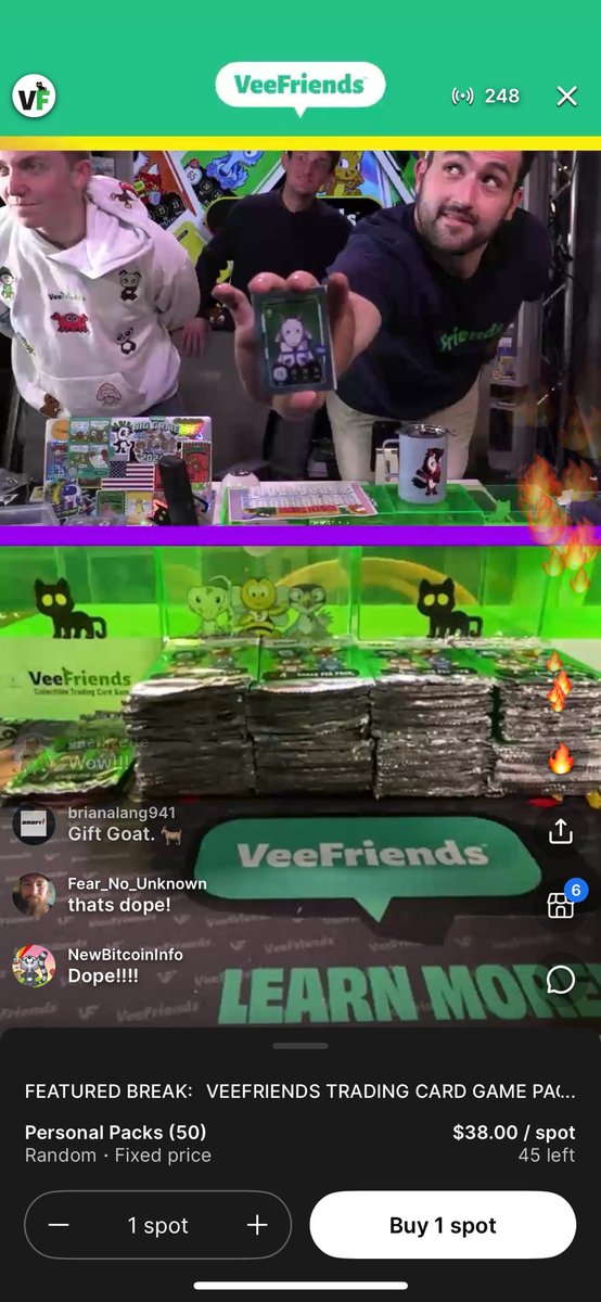 Gift Goat has been pulled on @fanaticslive with @VeeFriendsCards 
EVERY CHARACTER HAS BEEN PULLED ON THE 100TH SHOW. HISTORY @garyvee @Mullycc @adamripps