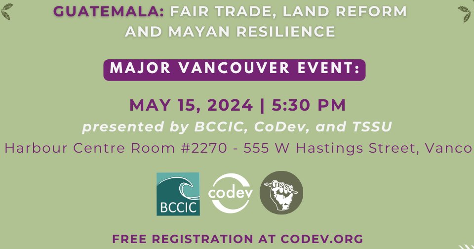CoDevCanada's tweet photo. Join us on May 15th for an evening connection and conversation as we hear from Neydi Juracán, a Kakchiquel Maya youth activist and National Coordinator @ccdaoficialgt  in Guatemala. 

Free Registration⤵️
https://t.co/ti8LDlBBxR https://t.co/cv8rdVA7xE