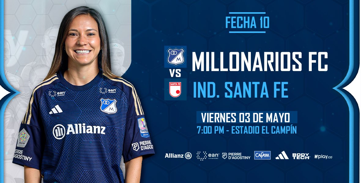 🔜 Próximo partido
🏆 Liga Femenina 2024
⚽️ Fecha 10
🆚 Santa Fe
📆 Viernes 3 de mayo
⏱ 7:00pm 
🏟 Estadio El Campín
🎫 Toda la información estará disponible mañana

¡VAMOS EMBAJADORAS! Ⓜ️🔝