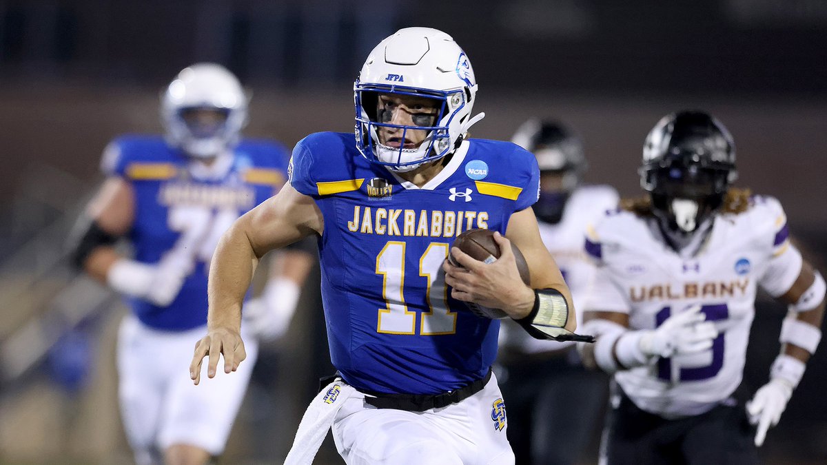 2023 Walter Payton Award recipient Mark Gronowski ends the speculation - he's remaining at South Dakota State to pursue an FCS title three-peat. (Photo: Dave Eggen/Inertia)