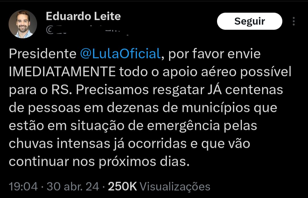 Imagine que você é um governador e seu estado precisa da ajuda do governo federal com urgência, o que você faria? Utilizaria o meio de comunicação mais ágil e eficiente que tivesse ao seu alcance ou escreveria texto no Twitter com o @ do presidente? Parece que para o governador