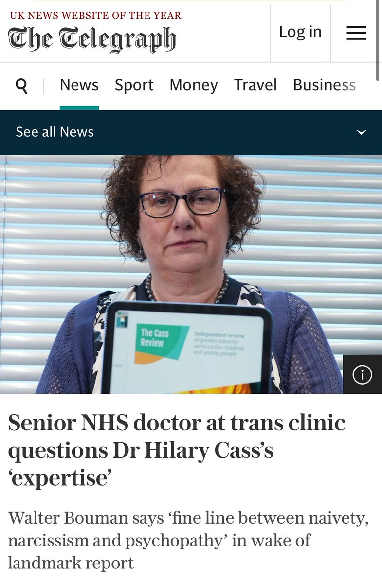 Senior NHS doctor at trans clinic questions Dr Hilary Cass’s ‘expertise’ Walter Bouman, honorary professor & senior doctor, says it’s a ‘fine line between naivety, narcissism and psychopathy’ in wake of landmark report 🔥🔥 #TomorrowsPapersToday READ ➡️ archive.is/9rzy6/
