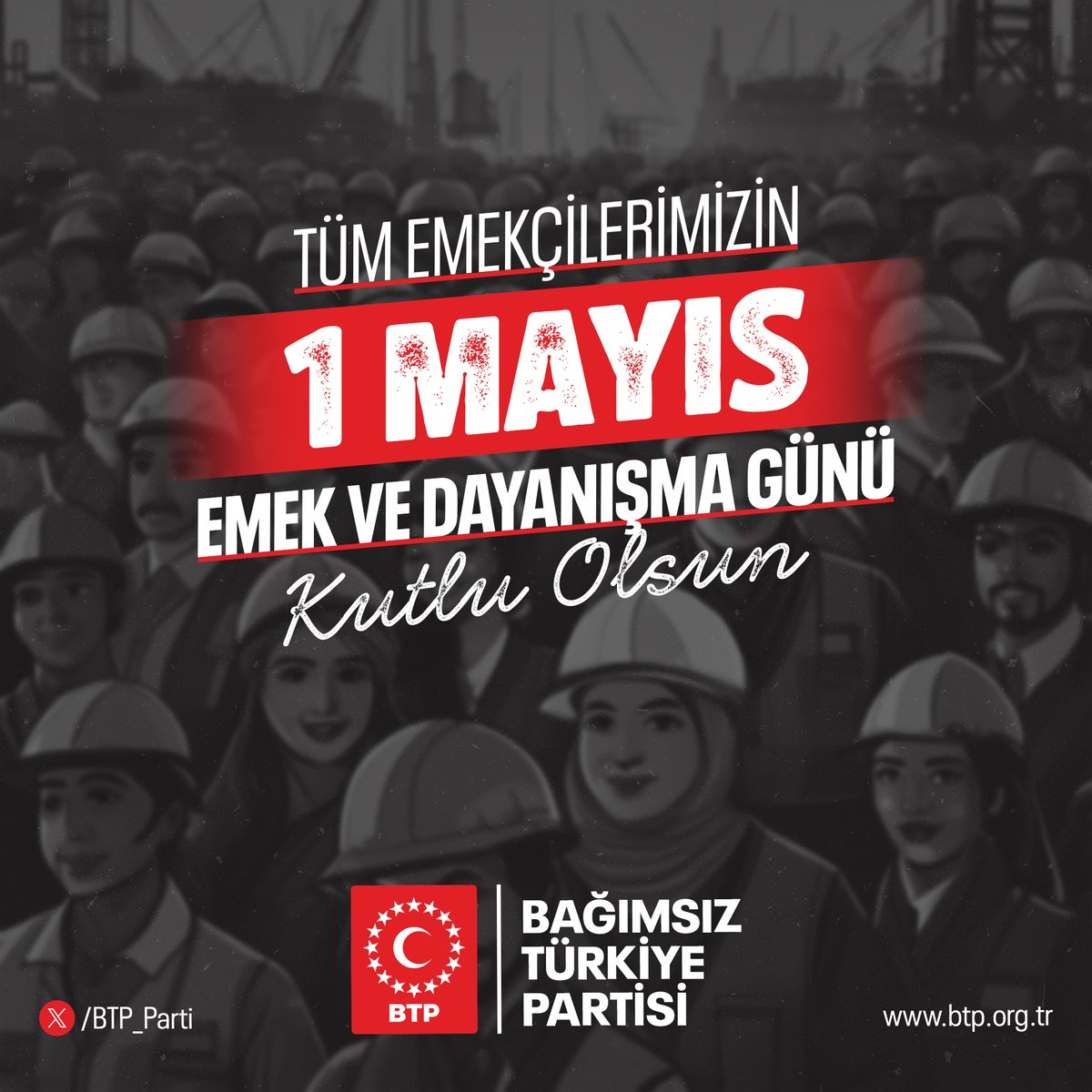 -Çalışanın hakkını aldığı -Eşitlik ve adaletin olduğu -Torpil değil liyakatin olduğu ... bir Türkiye umuduyla. Tüm işçi ve emekçilerimizin günü kutlu olsun. #1Mayıs #İşçiBayramı