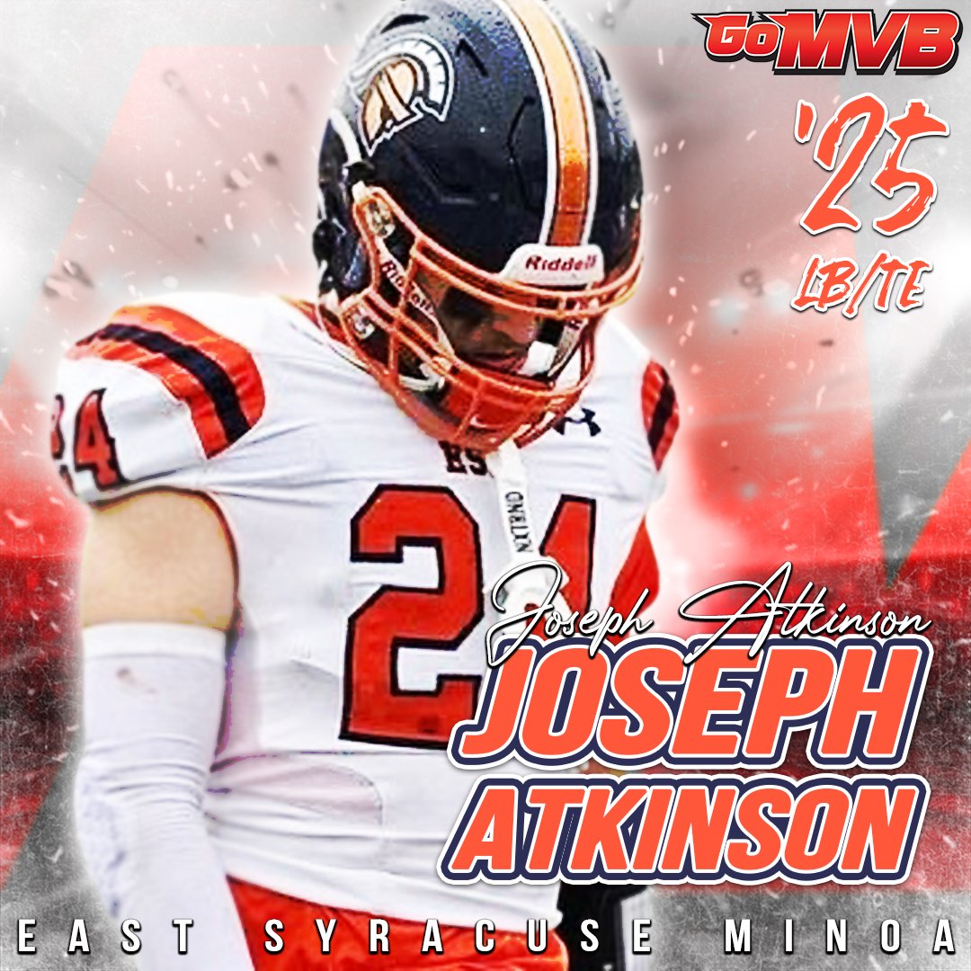 🚨Player Spotlight🚨⁠
JOSEPH ATKINSON
'25 LB/TE
East Syracuse Minoa, NY
More Info: app.gomvb.com/profile/joseph…
Follow: <a href="/Joe_5013/">Joseph Atkinson</a>
⁠
#gomvb #hsfootball #studentathlete #collegerecruit #collegerecruiting #athlete