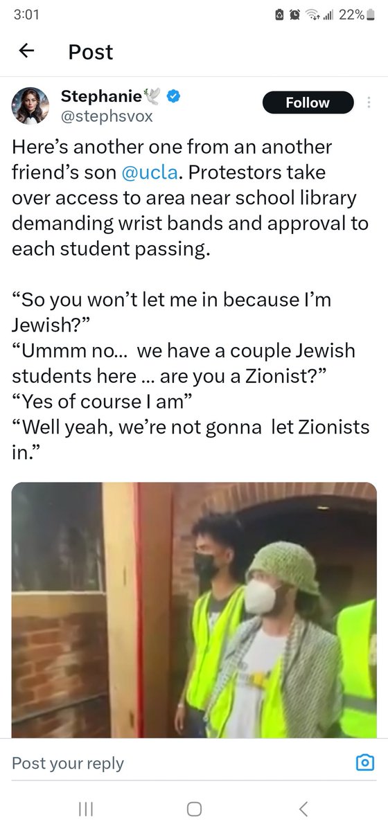 @Jessicam6946 College democrats are not allowing cerain jews access to ucla