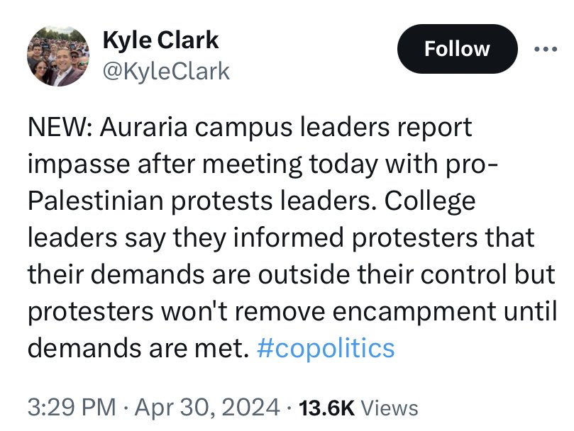 So Kyle Clark isn’t going to ask Denver Mayor Johnston(D) why the tents weren’t removed in 30 minutes when the Mayor gave that ultimatum on Friday, is he? Not holding another Denver Mayor accountable. Again. #copolitics #HeyNext #9News